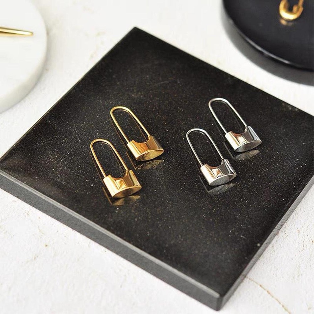 Padlock earrings, safety pin earrings, drop earrings - Picture 6 of 7